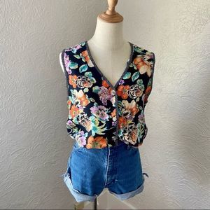 Vintage Floral Button Up Shirt/Vest